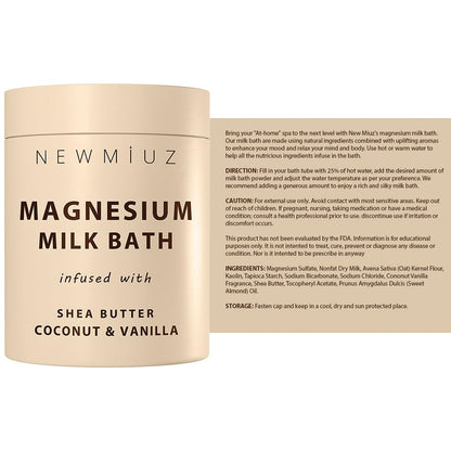 Creamy Magnesium Milk Bath Soak Powder Moisturize Soften Skin Coconut Vanilla Shea Butter Luxury Spa Bath Salt Mother&