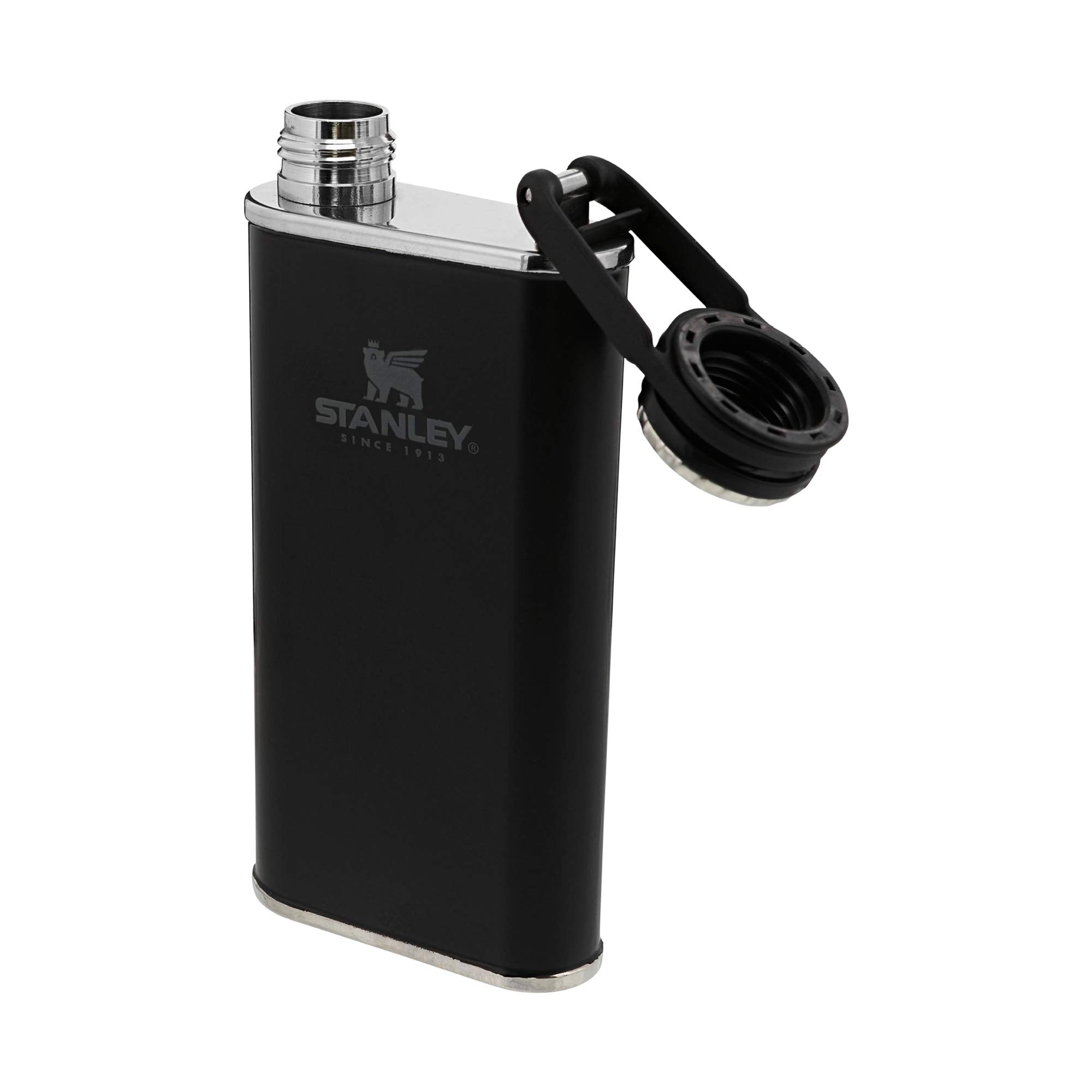 Stanley Classic Flask 8 oz / 0.23 L with Never-Lose Cap, Wide Mouth Stainless Steel Hip Flask for Easy Filling &amp; Pouring, Insulated BPA-Free Leak-Proof Flask,Hammertone Green