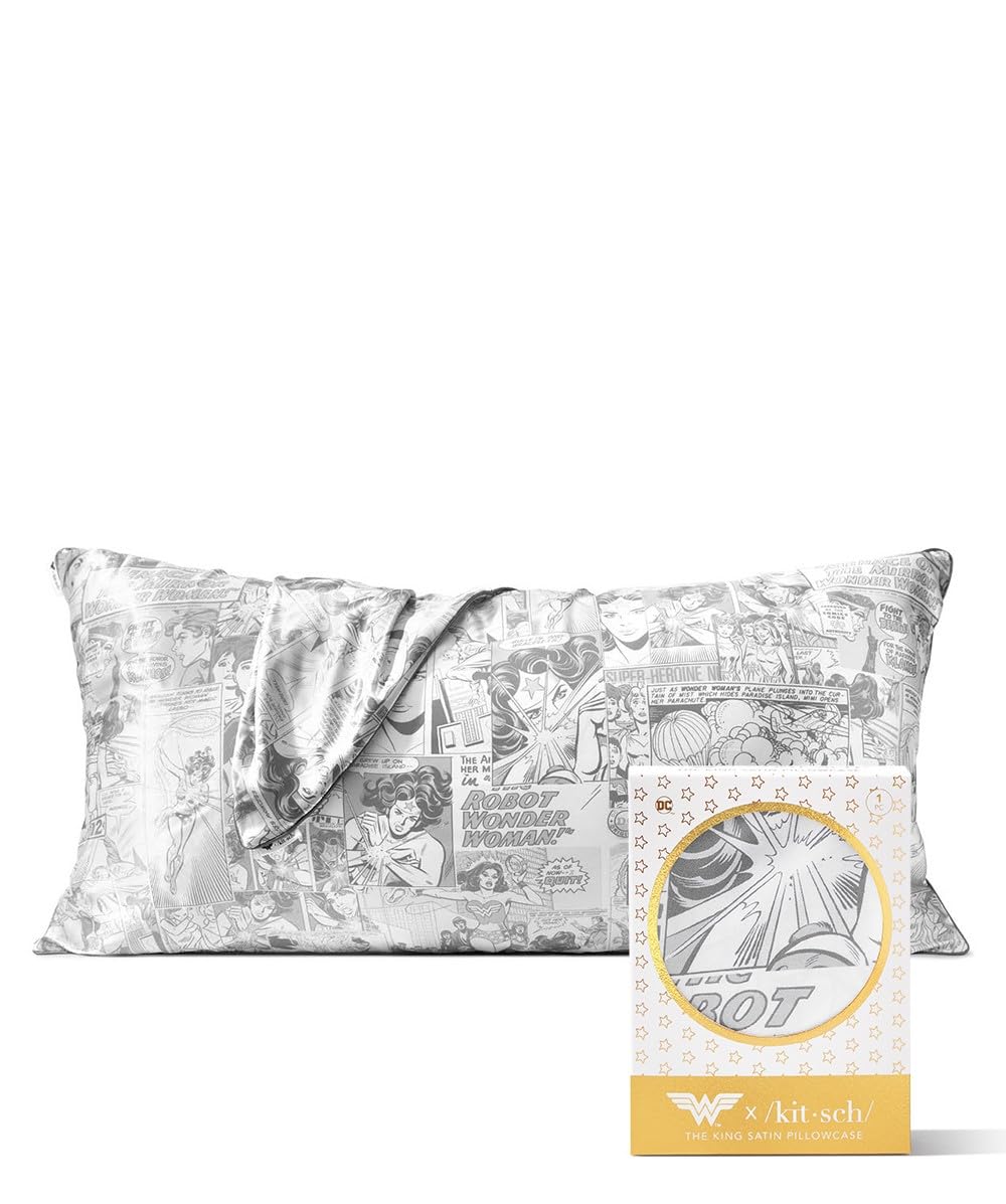 Kitsch Satin Pillowcase with Zipper for Hair &amp; Skin, Softer Than Silk Pillow Cases Queen, Smooth Pillow Covers, Machine Washable, Wrinkle-Free, Cooling Satin Pillow Cases Standard Size 19&quot;x26&quot;, Ivory