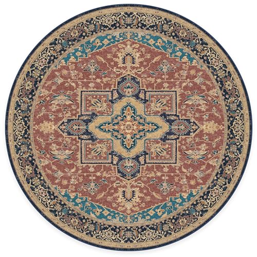RUGGABLE Maral Heriz Washable Rug - Perfect Vintage Area Rug for Living Room Bedroom Kitchen - Pet &amp; Child Friendly - Stain &amp; Water Resistant - Creme 3&