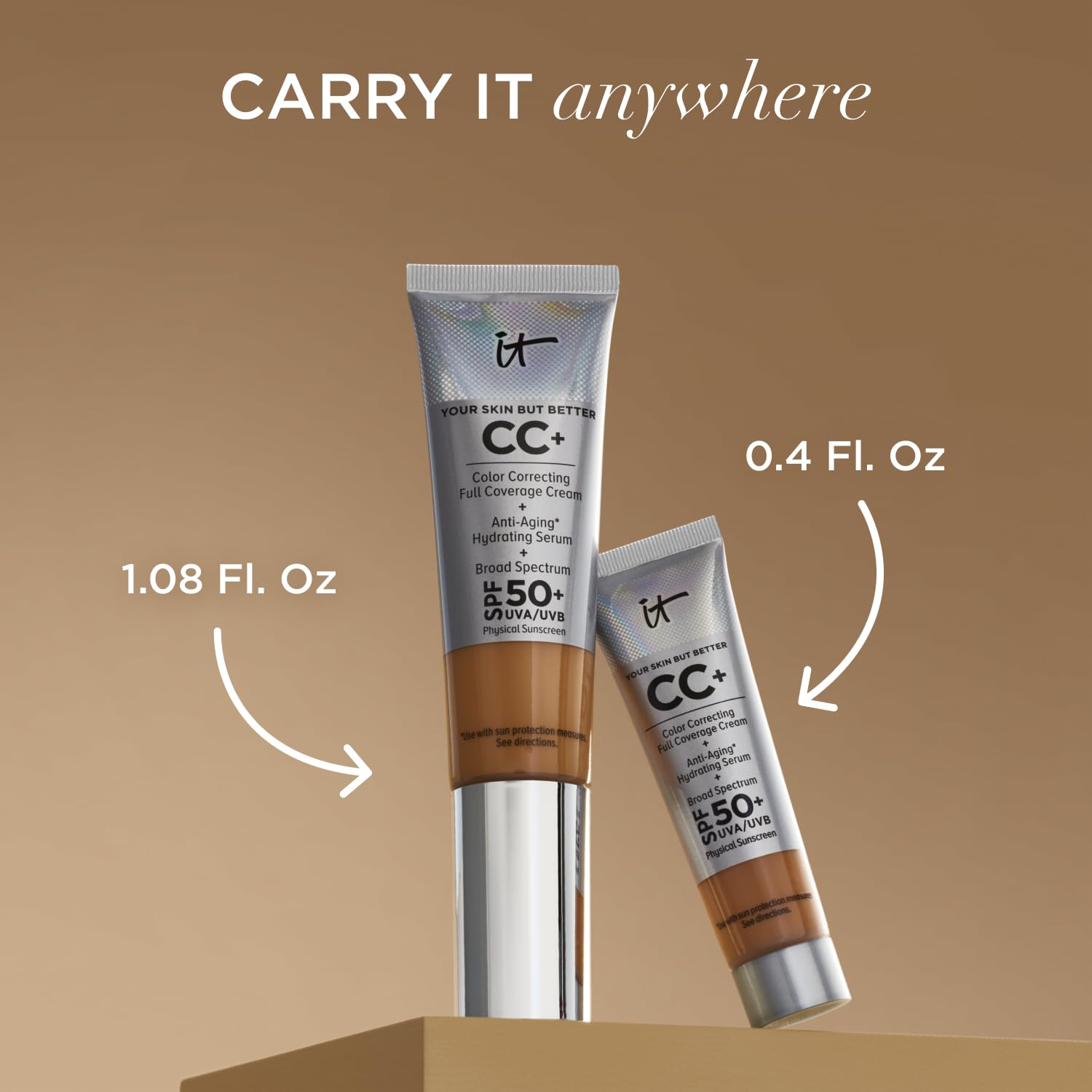IT Cosmetics Your Skin But Better CC+ Cream - Color Correcting Cream, Full-Coverage Foundation, Hydrating Serum &amp; SPF 50+ Sunscreen - Natural Finish - 1.08 fl oz
