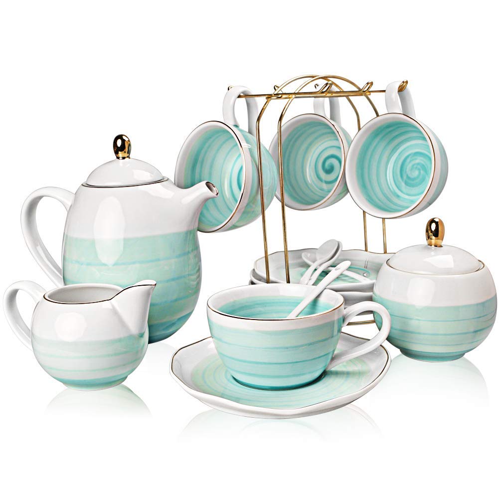 SWEEJAR Porcelain Tea Sets &amp; SWEEJAR 3 Tier Ceramic Cake Stand