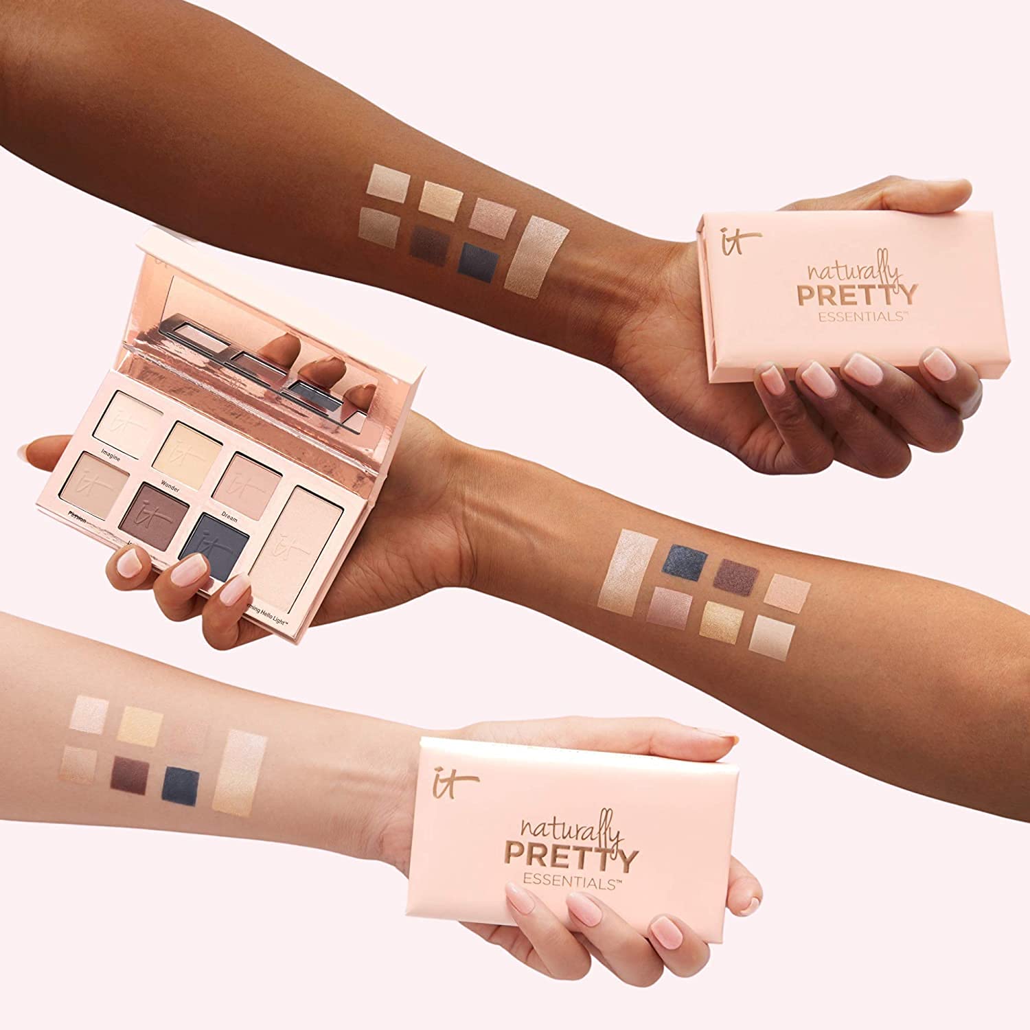 IT Cosmetics Naturally Pretty Essentials - Luxe Eyeshadow Palette - Travel Size - 6 Matte Shades &amp; 1 Transforming Satin Shade - With Anti-Aging Hydrolyzed Collagen, Silk &amp; Peptides - 0.092 oz