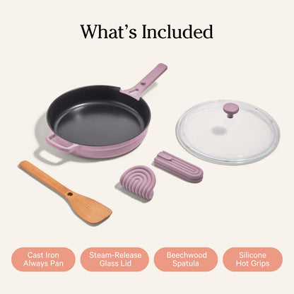 Our Place Cast Iron Always Pan | Premium Enameled, Toxin-Free Surface | 10-inch 8-in-1 Multifunctional Cookware System | Lid, Handle Covers | Heavy Duty Skillet | Oven &amp; High Heat Safe | Sage