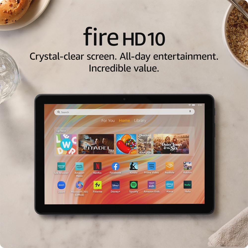 Amazon Fire HD 10 tablet (newest model) built for relaxation, 10.1&quot; vibrant Full HD screen, octa-core processor, 3 GB RAM, 32 GB, Ocean