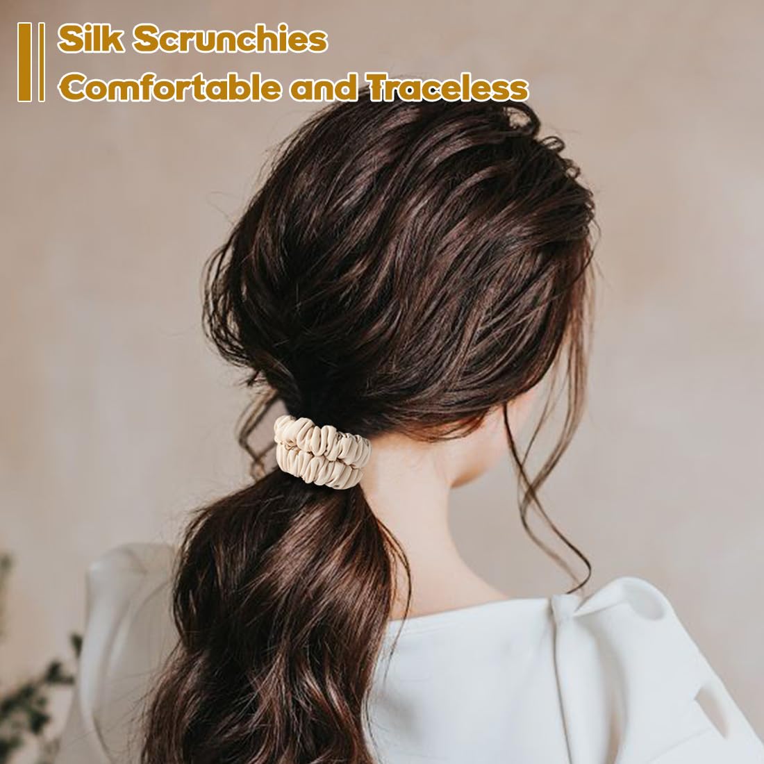 6PCS Silk Scrunchies for Hair, 100% Mulberry Silk Hair Ties, Scrunchies for Women Girls, Elastic Ponytail Holders No Damage