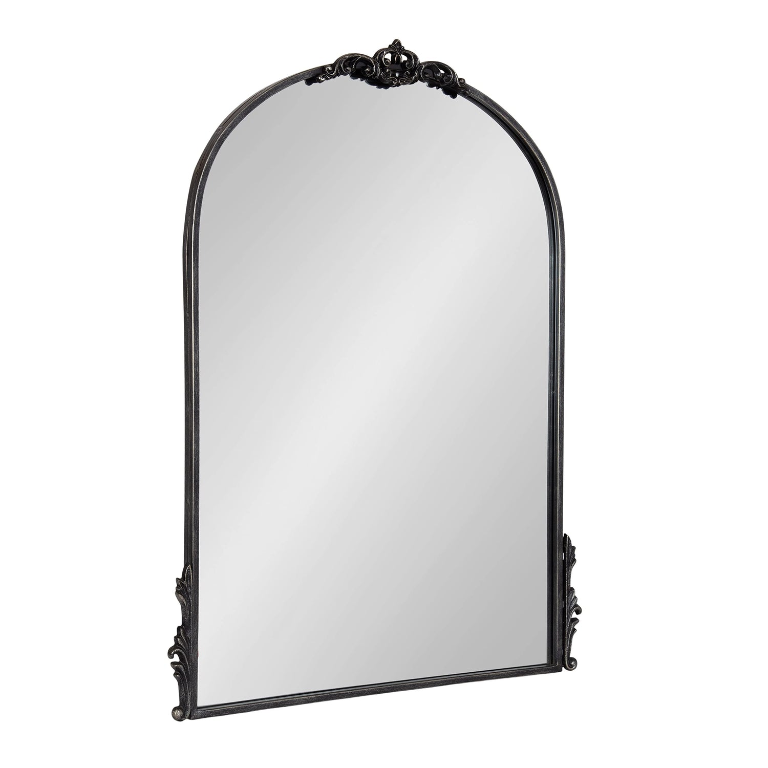 Kate and Laurel Myrcelle Traditional Arched Mirror, 25 x 33, Gold, Decorative Large Arch Mirror with Ornate Garland Detailing Along The Crown and Edges of The Frame