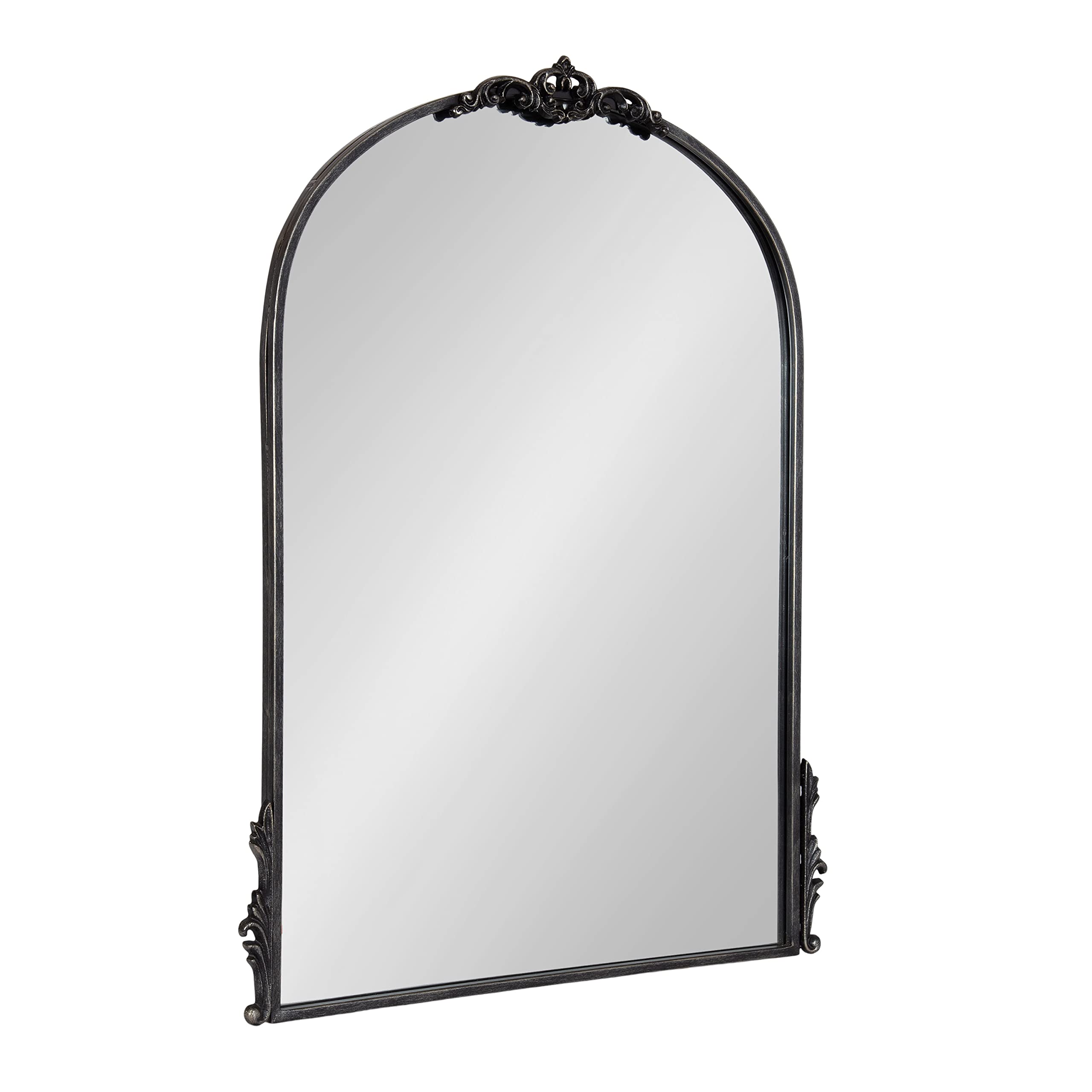 Kate and Laurel Myrcelle Traditional Arched Mirror, 25 x 33, Gold, Decorative Large Arch Mirror with Ornate Garland Detailing Along The Crown and Edges of The Frame