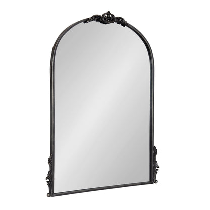 Kate and Laurel Myrcelle Traditional Arched Mirror, 25 x 33, Gold, Decorative Large Arch Mirror with Ornate Garland Detailing Along The Crown and Edges of The Frame