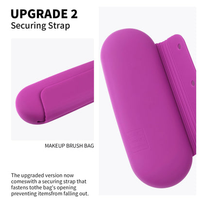 AGIKET Silicone Makeup Brush Holder Travel Cosmetic Bag：Soft Portable Cosmetic Face Brushes Holder with Upgrade Anti-Fall Out Magnetic Closure, Large Travel Makeup Brush Case - Walnut