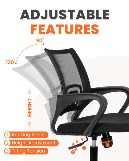 NEO CHAIR Office Chair Computer Desk Chair Gaming Ergonomic Mid Back Cushion Lumbar Support with Comfy Mesh Adjustable Swivel Rolling Home (Beige)