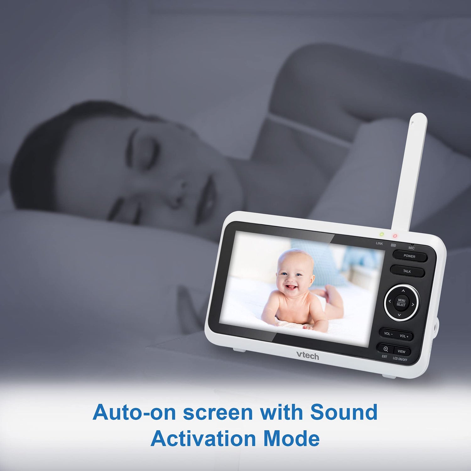 VTech VM819 Baby Monitor, 2.8” Screen, Night Vision, 2-Way Audio, Temperature Sensor and Lullabies, Secure Transmission No WiFi