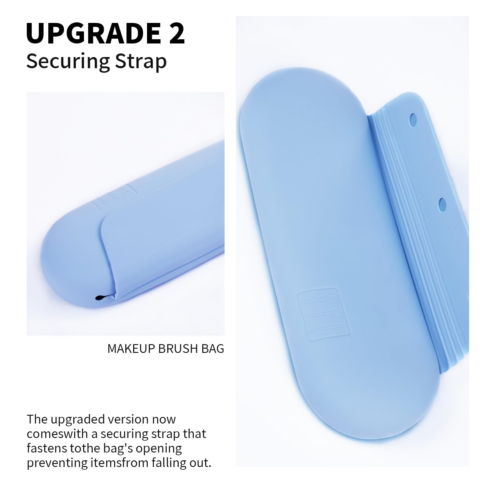 AGIKET Silicone Makeup Brush Holder Travel Cosmetic Bag：Soft Portable Cosmetic Face Brushes Holder with Upgrade Anti-Fall Out Magnetic Closure, Large Travel Makeup Brush Case - Walnut