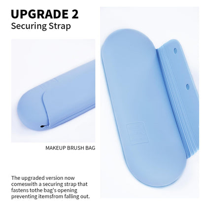 AGIKET Silicone Makeup Brush Holder Travel Cosmetic Bag：Soft Portable Cosmetic Face Brushes Holder with Upgrade Anti-Fall Out Magnetic Closure, Large Travel Makeup Brush Case - Walnut