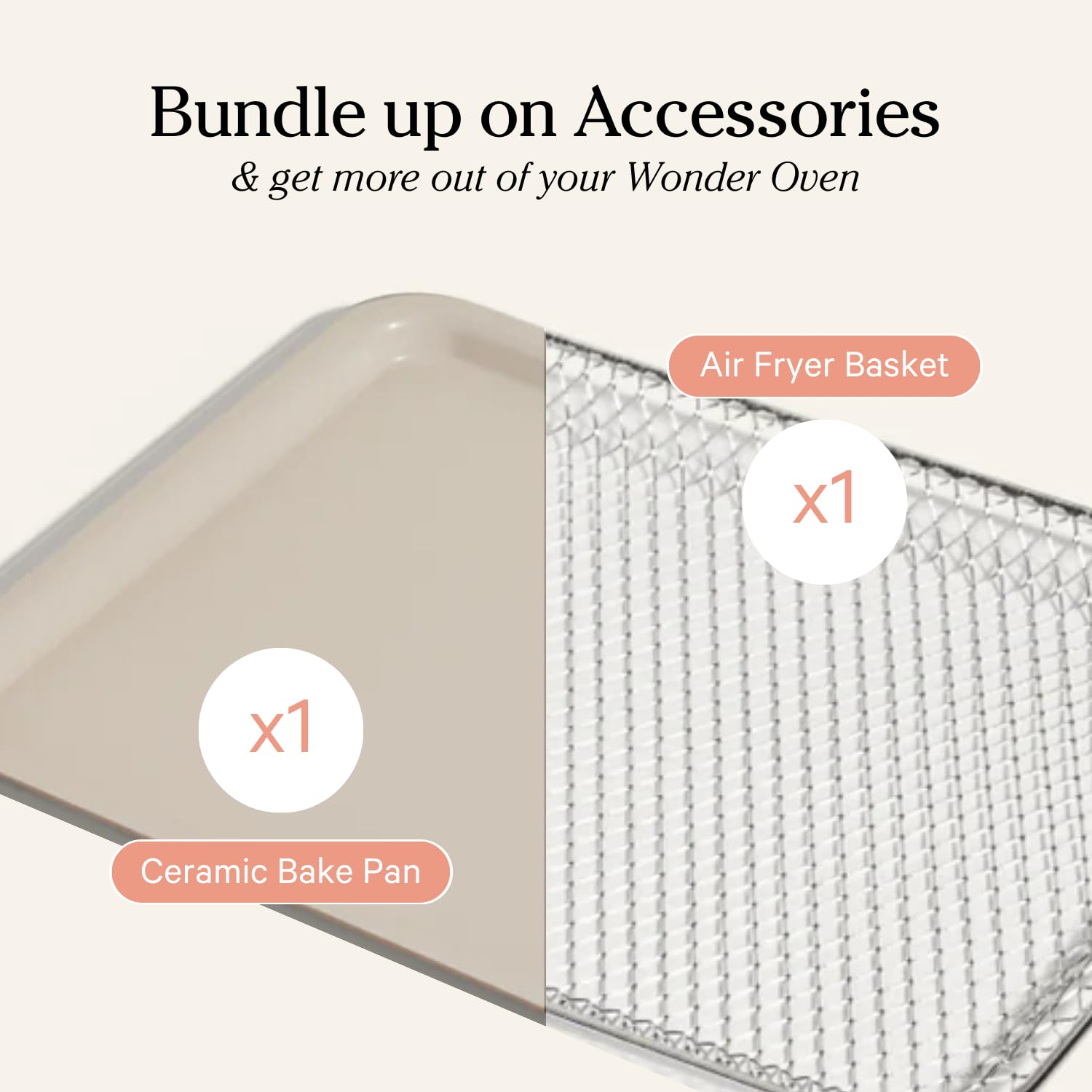 Our Place Wonder Oven Essentials Kit | Extra Air Fryer Basket &amp; Nonstick Ceramic-Coated Bake Pan | Oven Safe, Eco-Friendly | Steam