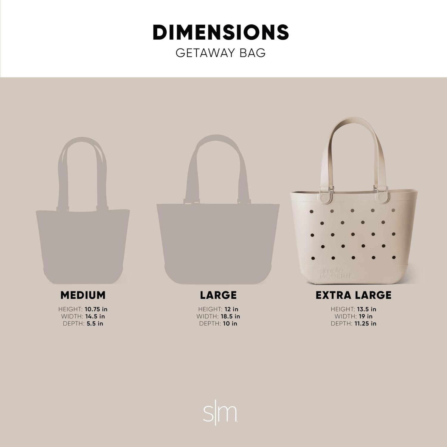 Simple Modern Beach Bag Rubber Tote | Waterproof Medium Tote Bag with Zipper Pocket for Pool, Groceries, Sports | Gifts For Women | Getaway Bag Collection | Almond Birch