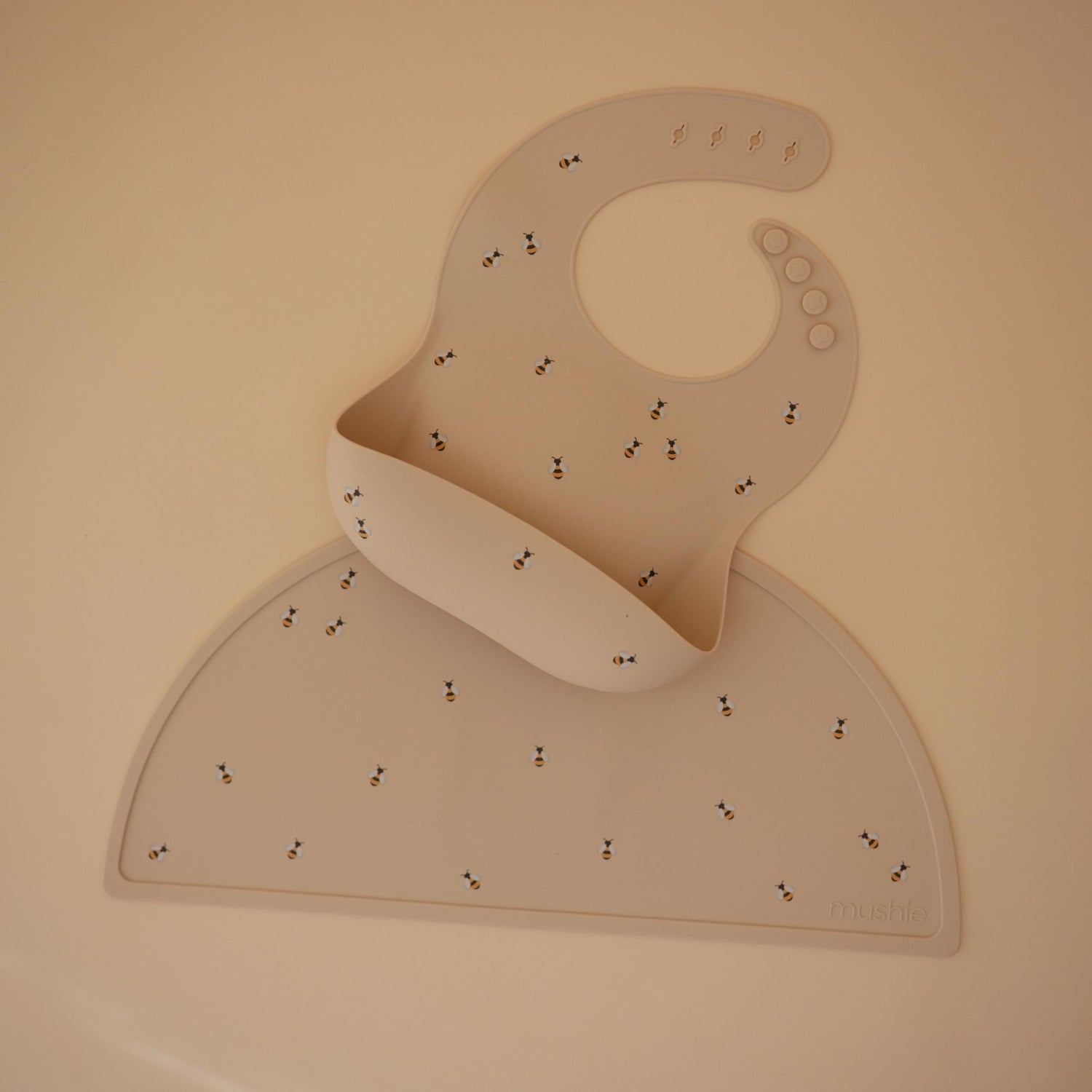 mushie Silicone Baby Bib | Adjustable Fit Waterproof Bibs (Whales)