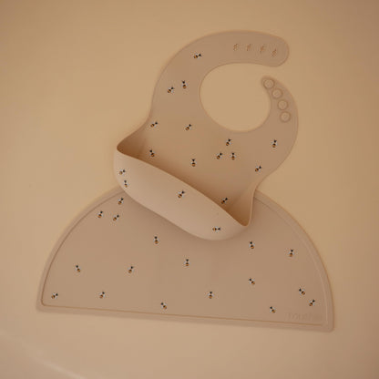 mushie Silicone Baby Bib | Adjustable Fit Waterproof Bibs (Whales)