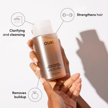 OUAI Detox Shampoo - Clarifying Shampoo for Build Up, Dirt, Oil, Product and Hard Water - Apple Cider Vinegar &amp; Keratin for Clean, Refreshed Hair - Sulfate-Free Hair Care (10 oz)