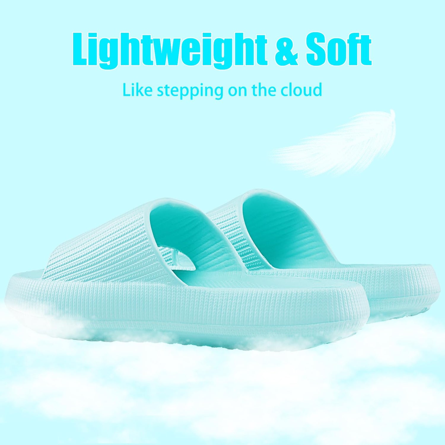 rosyclo Cloud Slippers for Women and Men, Pillow House Slippers Shower Shoes Indoor Slides Bathroom Sandals, Ultimate Comfort, Lightweight, Thick Sole, Non-Slip, Easy to Clean