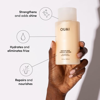 OUAI Fine Shampoo and Conditioner Set - Sulfate Free Shampoo and Conditioner for Fine Hair - Made with Keratin, Marshmallow Root, Shea Butter &amp; Avocado Oil - Free of Parabens &amp; Phthalates (10 Fl Oz)