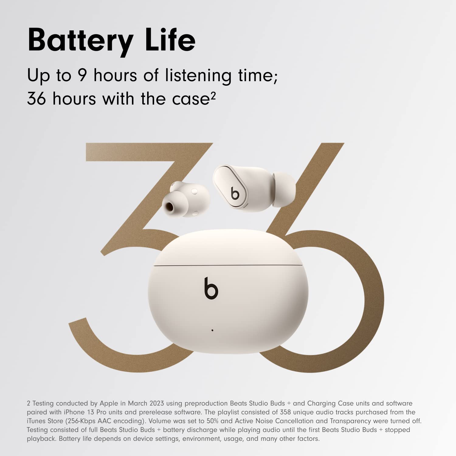 Beats Studio Buds + | True Wireless Noise Cancelling Earbuds, Enhanced Apple &amp; Android Compatibility, Built-in Microphone, Sweat Resistant Bluetooth Headphones, Spatial Audio - Ivory