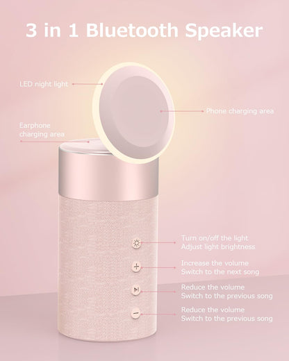 COLSUR Bluetooth Speaker, Magnetic Wireless Charger, Bluetooth Speakers with Night Light, 2 in 1 Wireless Charging Station for iPhone 16/15/14/13/12 Series, AirPods Pro/3/2（Gift Ideal）