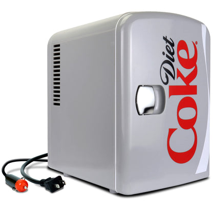 Koolatron Retro Mini Portable Fridge, 4L Compact Refrigerator for Skincare, Beauty Serum, Face Mask, Personal Cooler, Includes 12V Car Adapter, Desktop Accessory for Home Office Dorm Travel, Pink
