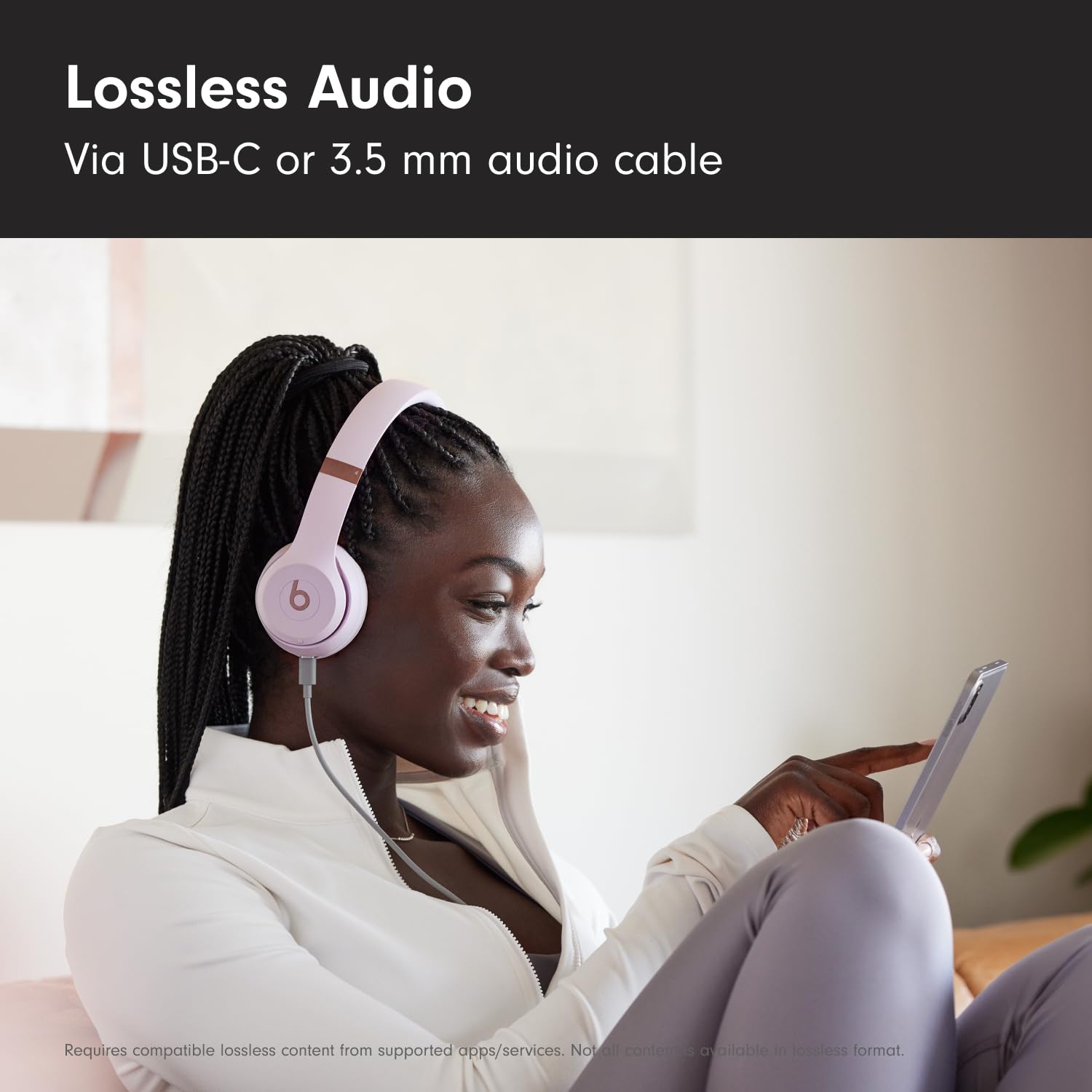 Beats Solo 4 - Wireless Bluetooth On-Ear Headphones, Apple &amp; Android Compatible, Up to 50 Hours of Battery Life - Cloud Pink
