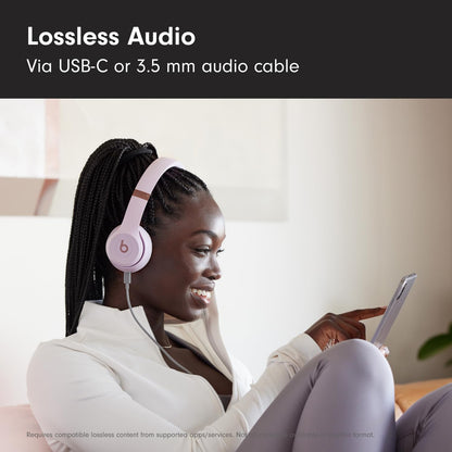 Beats Solo 4 - Wireless Bluetooth On-Ear Headphones, Apple &amp; Android Compatible, Up to 50 Hours of Battery Life - Cloud Pink