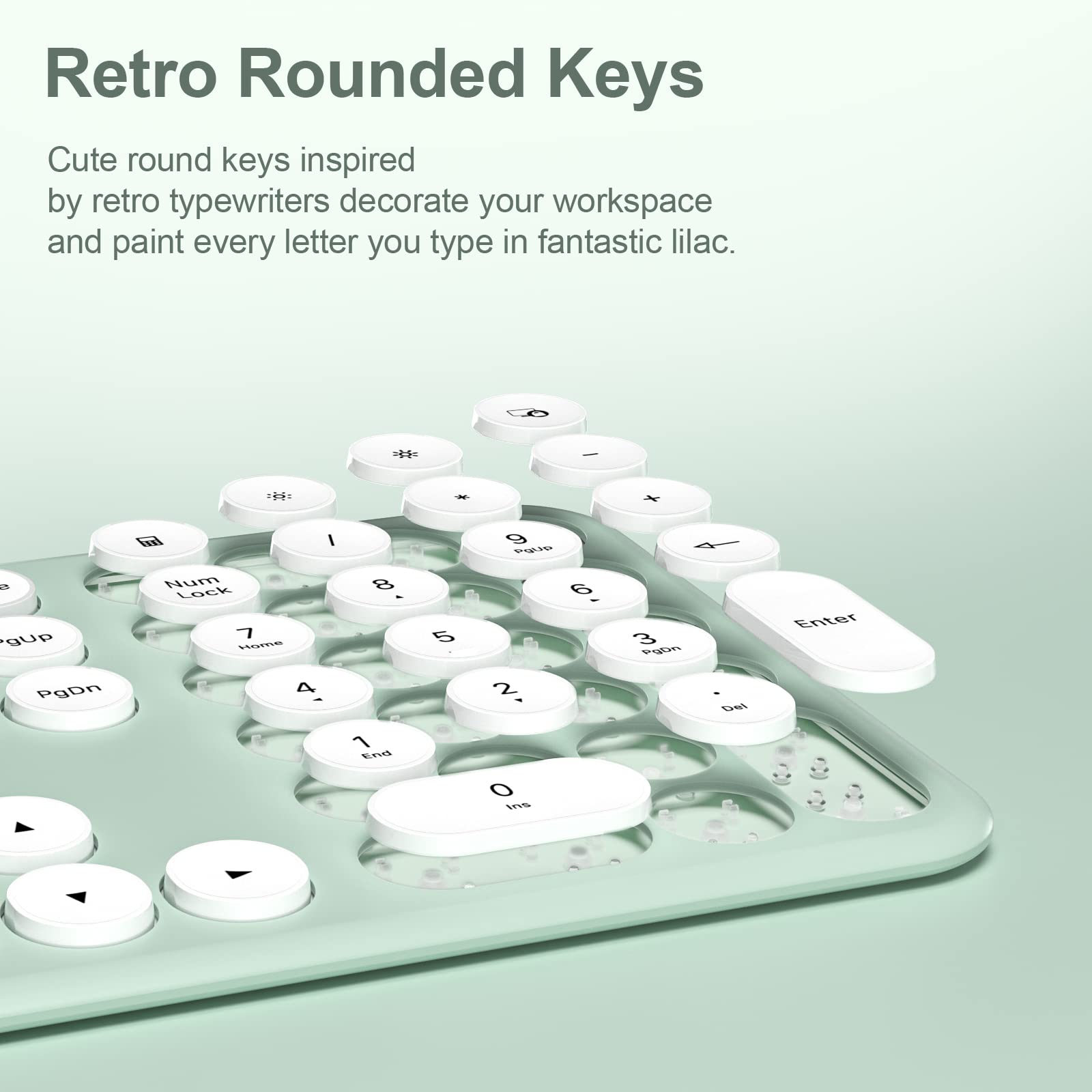 Wireless Keyboard and Mouse, XTREMTEC Cute Keyboard Retro Round Keycap - 2.4GHz Ultra-Slim Quiet Aesthetic Keyboard for Mac Computer Laptop PC Desktops (Rosegold)