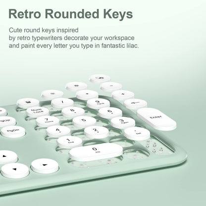 Wireless Keyboard and Mouse, XTREMTEC Cute Keyboard Retro Round Keycap - 2.4GHz Ultra-Slim Quiet Aesthetic Keyboard for Mac Computer Laptop PC Desktops (Rosegold)