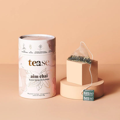Tease Tea Organic Tea Tube Gift Set | 15 Piece Botanical Pyramid Tea Bag Infuser Sachets Loose Leaf Support Citrusy Blend with Rooibos, Peppermint, Valerian Root Caffeine Free 37g (Golden Slumbers)