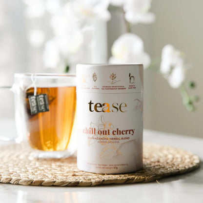 Tease Tea Organic Tea Tube Gift Set | 15 Piece Botanical Pyramid Tea Bag Infuser Sachets Loose Leaf Support Citrusy Blend with Rooibos, Peppermint, Valerian Root Caffeine Free 37g (Golden Slumbers)