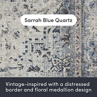 RUGGABLE – Sarrah Blue Quartz – Machine Washable Runner Rug – Pet &amp; Child Friendly – Stain &amp; Water Resistant – Non-Slip – 2.5&
