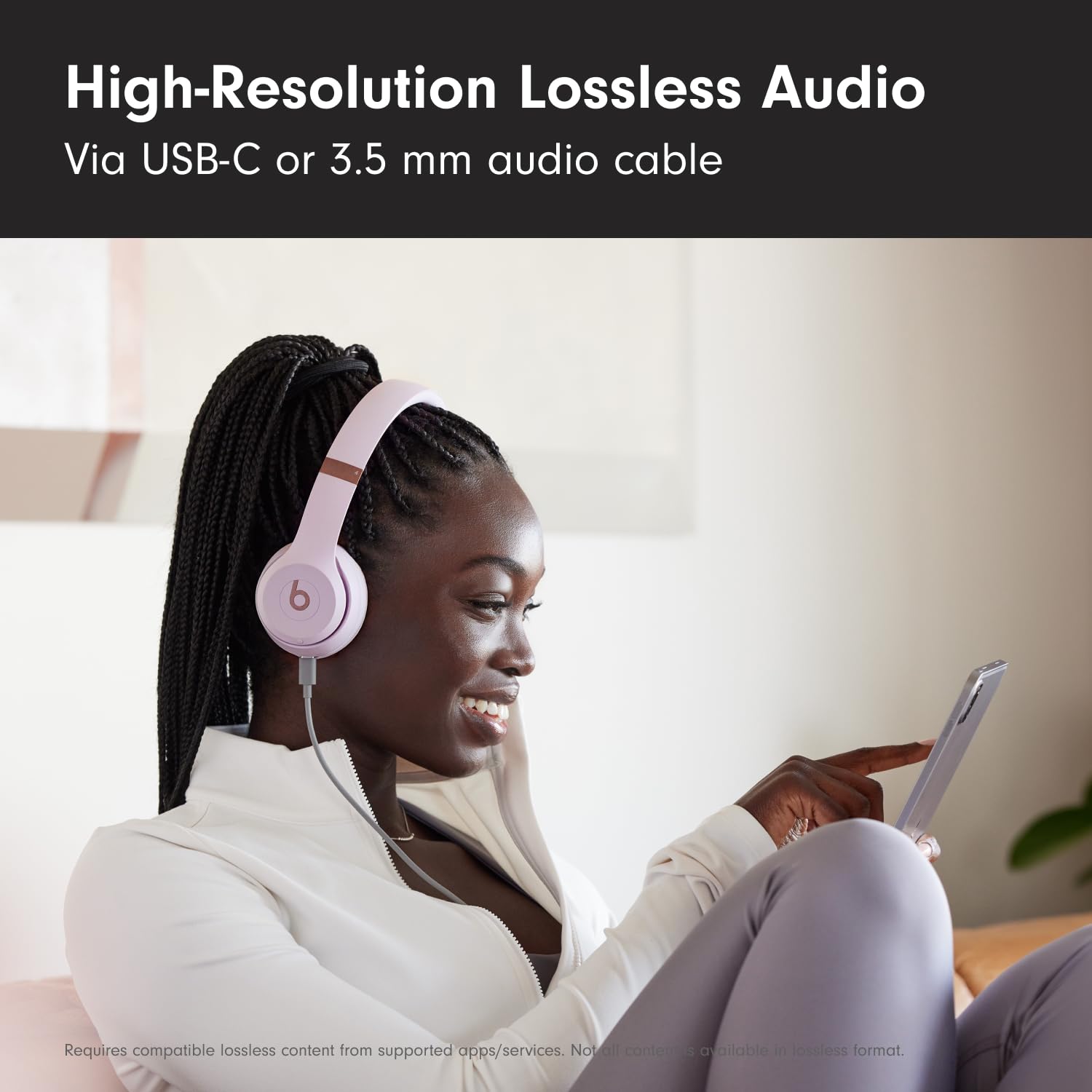 Beats Solo 4 - Wireless Bluetooth On-Ear Headphones, Apple &amp; Android Compatible, Up to 50 Hours of Battery Life - Cloud Pink