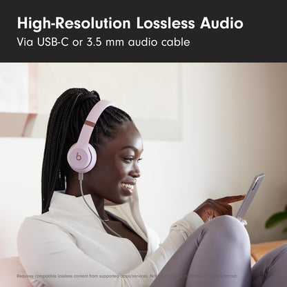 Beats Solo 4 - Wireless Bluetooth On-Ear Headphones, Apple &amp; Android Compatible, Up to 50 Hours of Battery Life - Cloud Pink