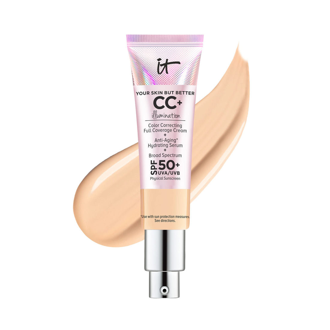 IT Cosmetics Your Skin But Better CC+ Cream Illumination - Color Correcting Cream, Full-Coverage Foundation, Hydrating Serum &amp; SPF 50+ Sunscreen Radiant Finish 1.08 fl oz