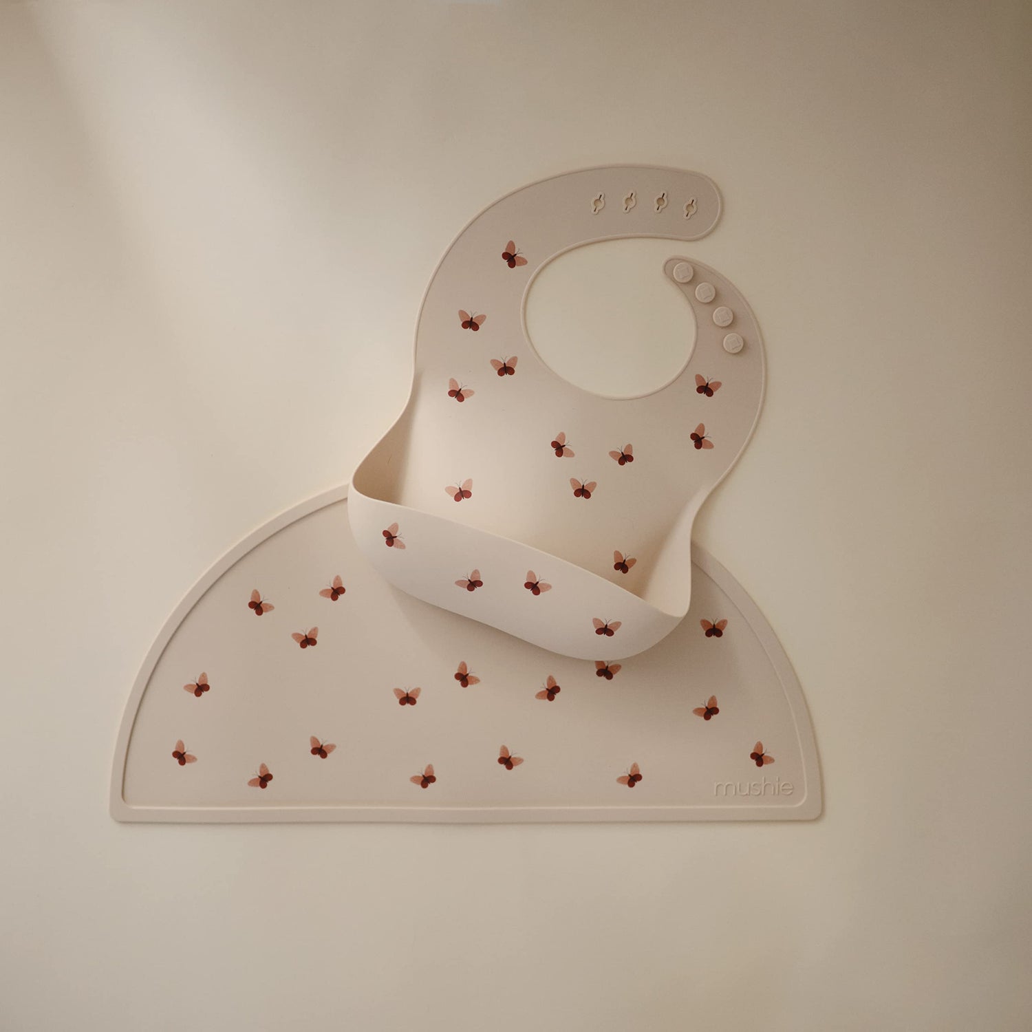 mushie Silicone Baby Bib | Adjustable Fit Waterproof Bibs (Whales)