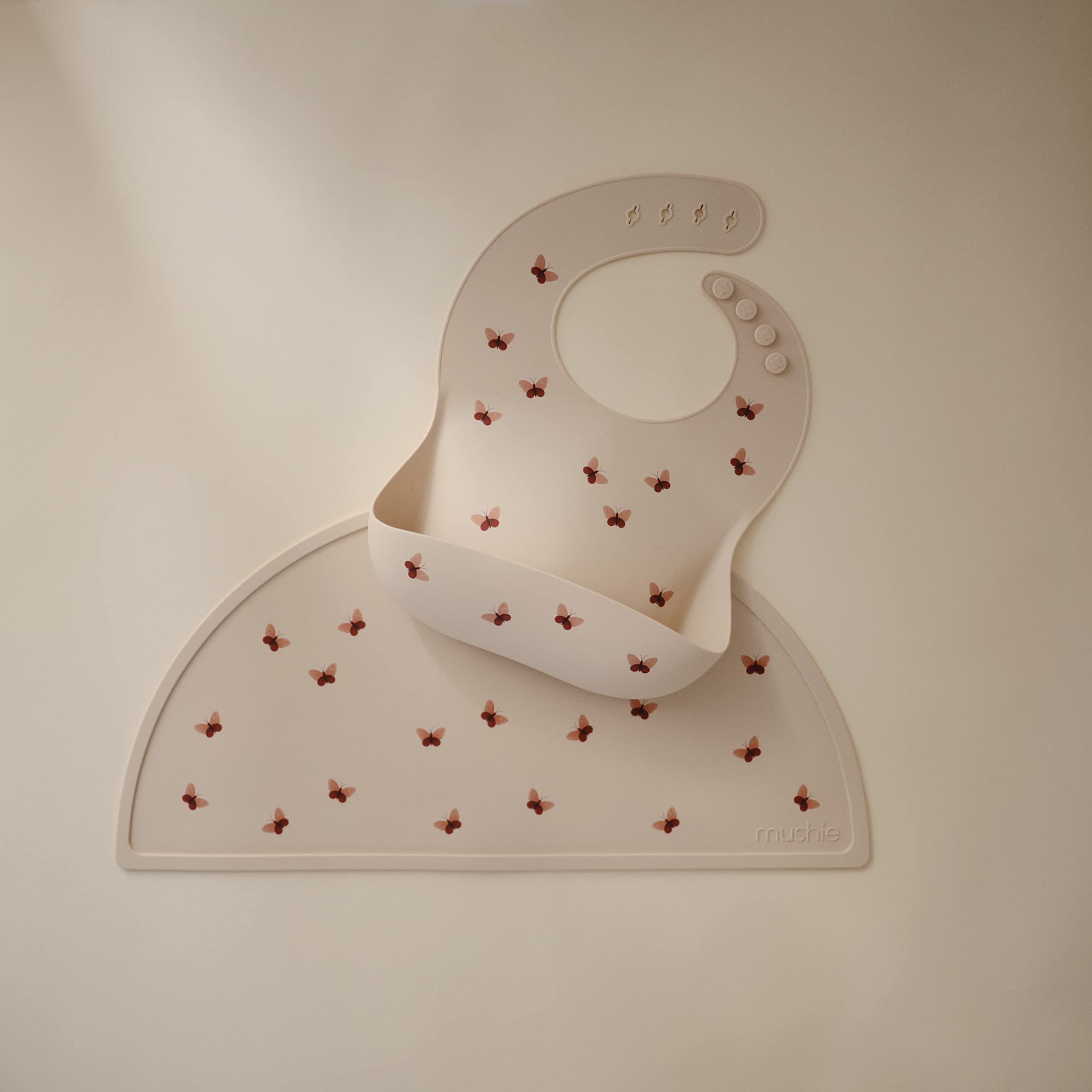 mushie Silicone Baby Bib | Adjustable Fit Waterproof Bibs (Whales)