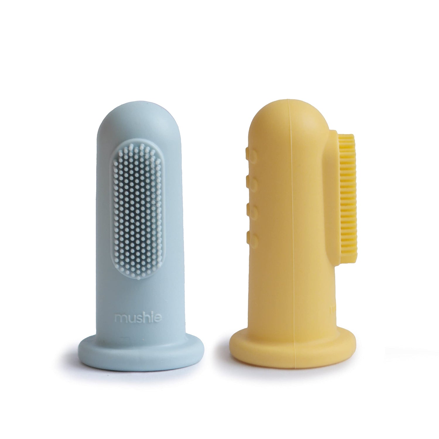mushie Baby Finger Toothbrush (Cambridge Blue/Shifting Sand) 2-Pack