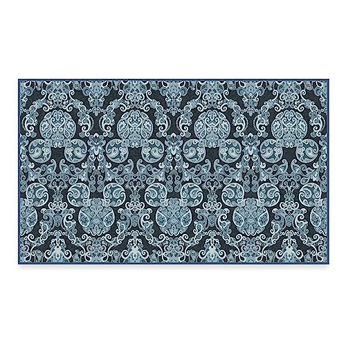 RUGGABLE Disney Traditional Mickey Mouse Washable Rug - Perfect Area Rug for Nursery Playroom Kids Room - Pet &amp; Child Friendly - Stain &amp; Water Resistant - Damask Grey 3&