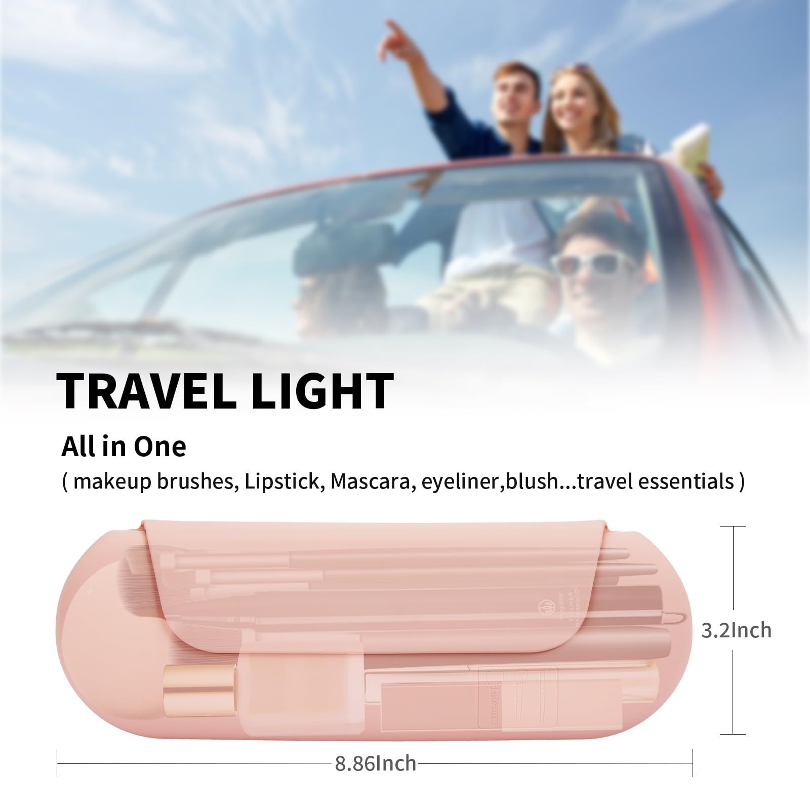 AGIKET Silicone Makeup Brush Holder Travel Cosmetic Bag：Soft Portable Cosmetic Face Brushes Holder with Upgrade Anti-Fall Out Magnetic Closure, Large Travel Makeup Brush Case - Walnut