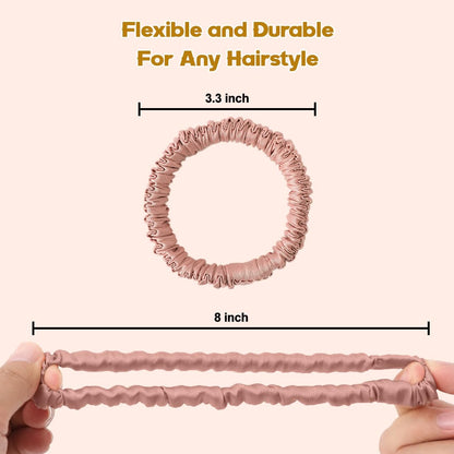 6PCS Silk Scrunchies for Hair, 100% Mulberry Silk Hair Ties, Scrunchies for Women Girls, Elastic Ponytail Holders No Damage