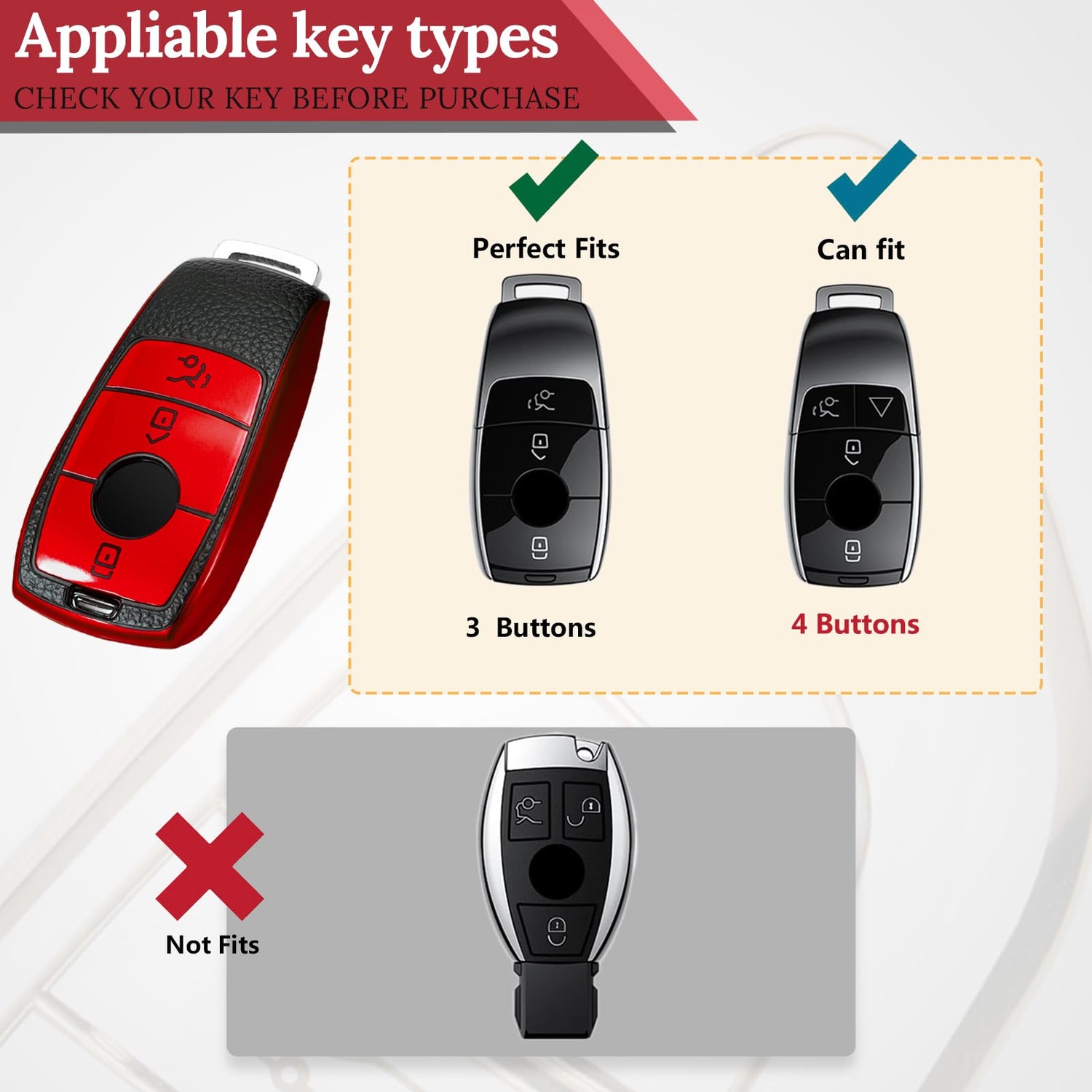 Cadillac Key Fob Cover with Metal Braided Rope Keychain, Upgraded Soft Key Case for 2015-2019 Escalade CTS SRX XT5 ATS STS CT6 (5 Button) (Gold Edge)