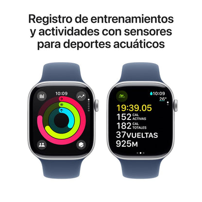 Apple Watch Series 10 [GPS 46mm] Smartwatch with Jet Black Aluminium Case with Black Sport Band. Fitness Tracker, ECG App, Always-On Retina Display, Water-Resistant