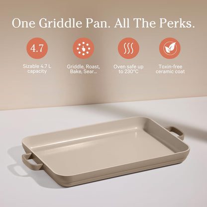Our Place Griddle Pan - Versatile Nonstick Ceramic Sheet Pan &amp; Stovetop Griddle | Toxin-Free, Dual-Use, with Ergonomic Handles | 5 Qt Capacity, Oven Safe up to 450°F | Char