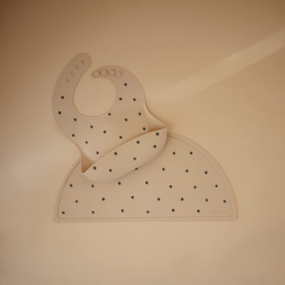 mushie Silicone Baby Bib | Adjustable Fit Waterproof Bibs (Whales)