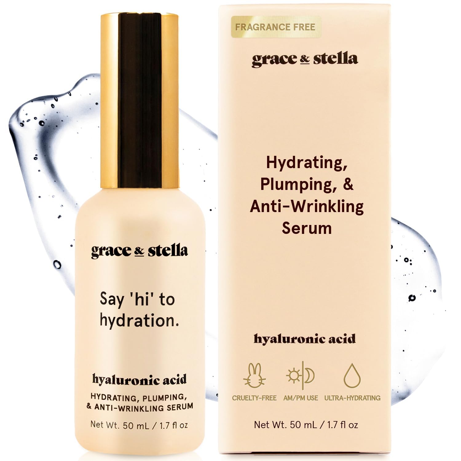 grace &amp; stella Award Winning Hyaluronic Acid Serum (50ml/1.7 fl oz) Hyaluronic Acid Serum for Face