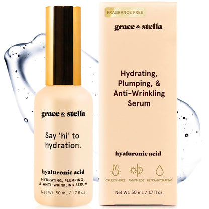 grace &amp; stella Award Winning Hyaluronic Acid Serum (50ml/1.7 fl oz) Hyaluronic Acid Serum for Face